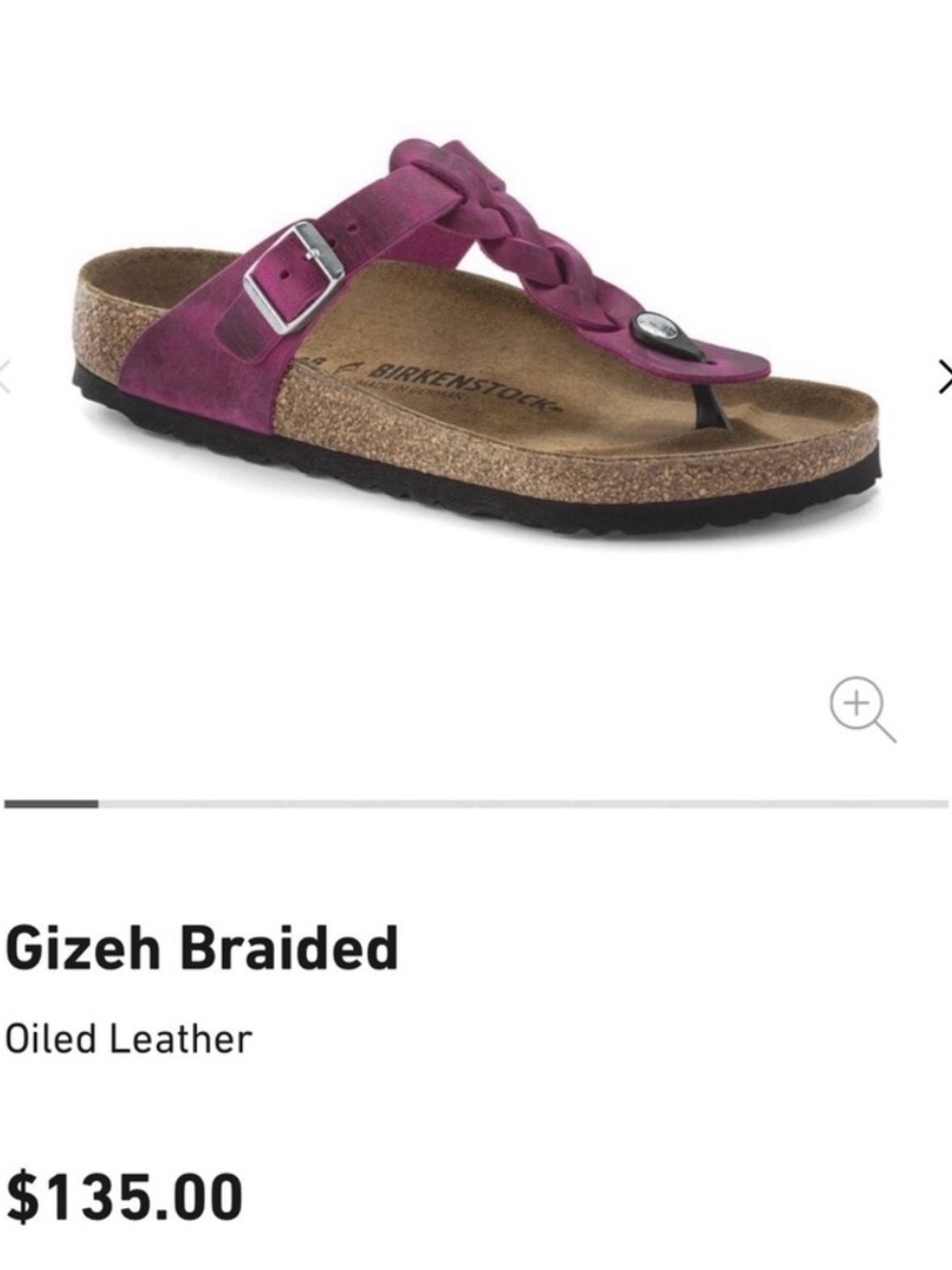 Birkenstock Gizeh Braided Oiled Leather Sandal - Magenta Pink